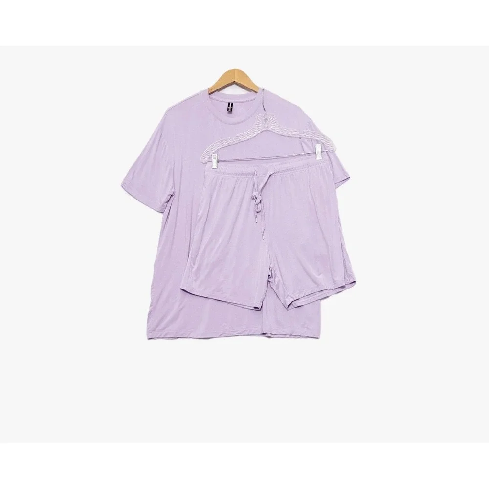 Comfrt Cloud Lounge Set Size Large Lavender Elastic Waist Drawstring Cozy Luxe